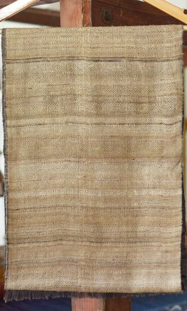 Pointed Twill Tussar silk and Merino Wool Scarf | Gold and Black