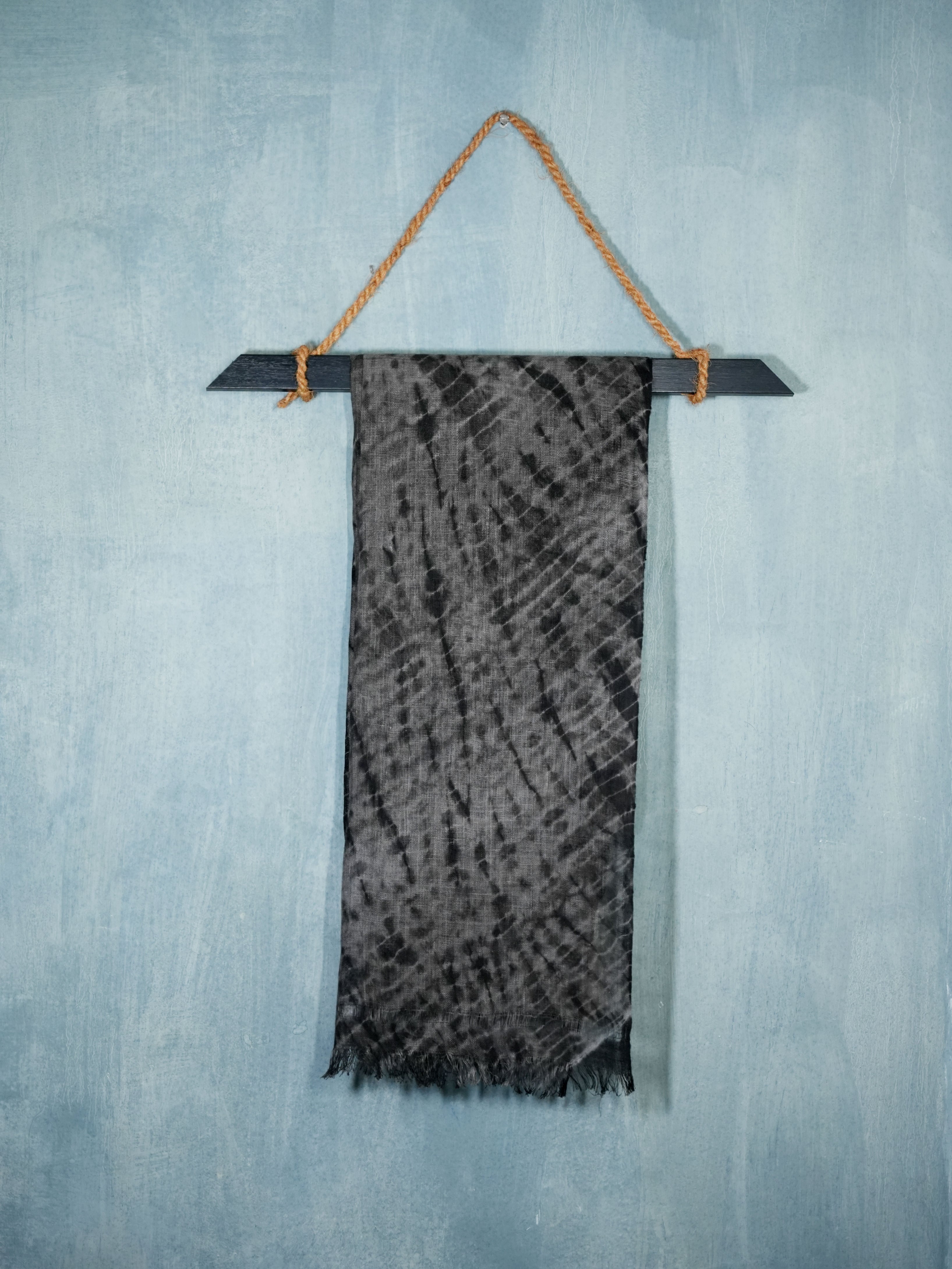 Ash and gray Linen Stole | Tie-Dye in Black and Grey