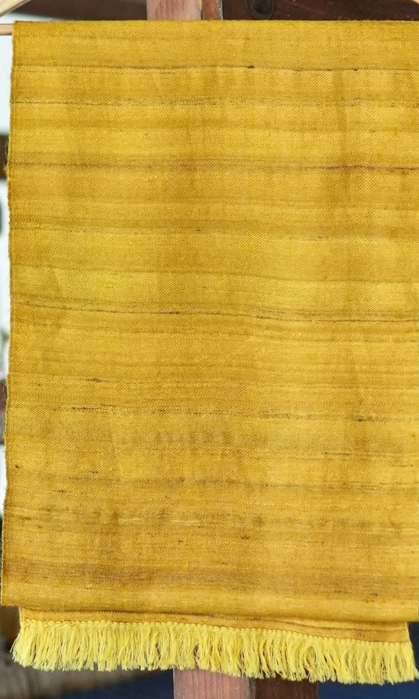 Golden Glow Tussar silk & Merino Wool Scarf | Golden Yellow