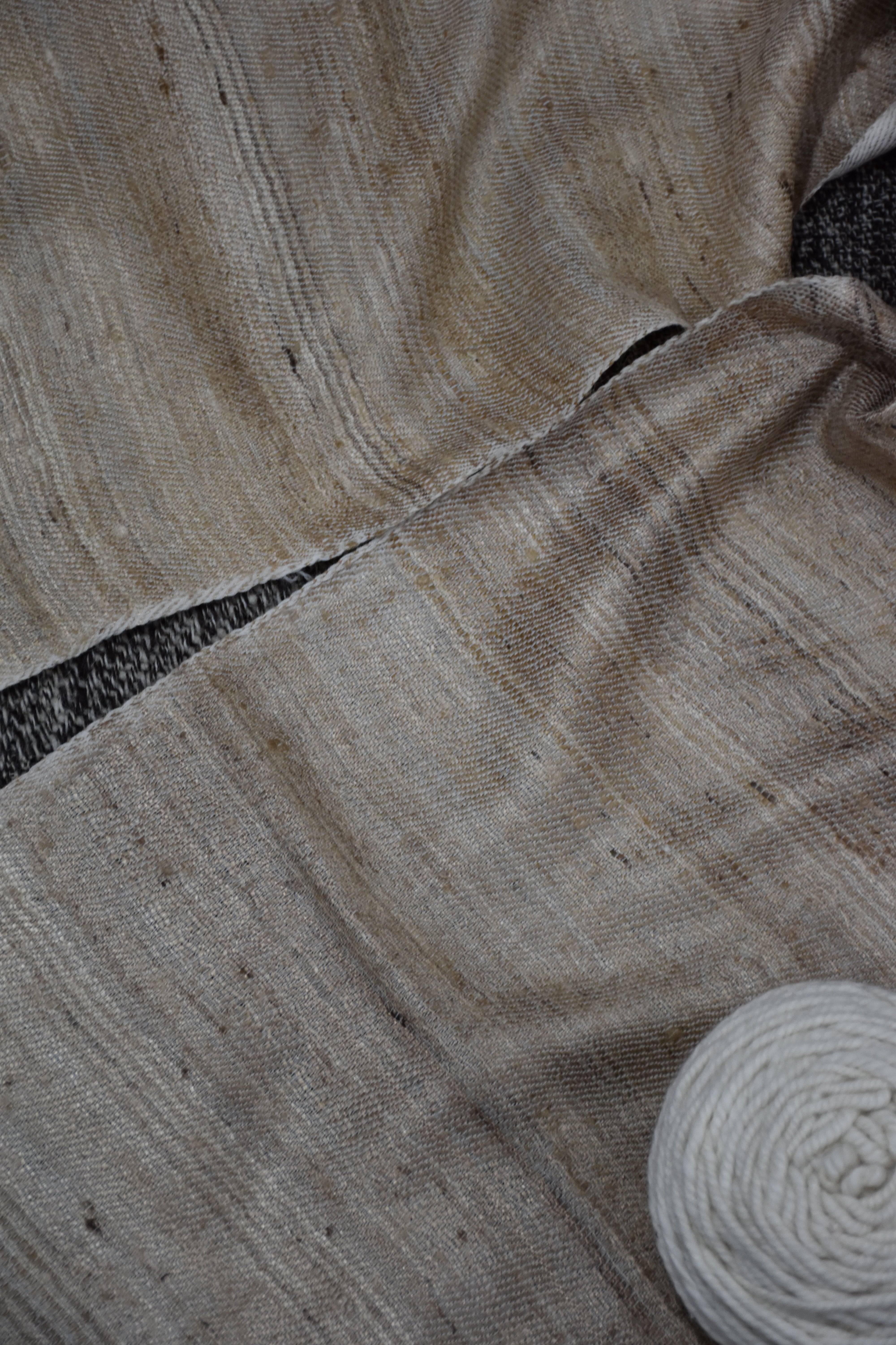 Reversible Tussar Silk & Merino Wool Scarf | Magnolia White