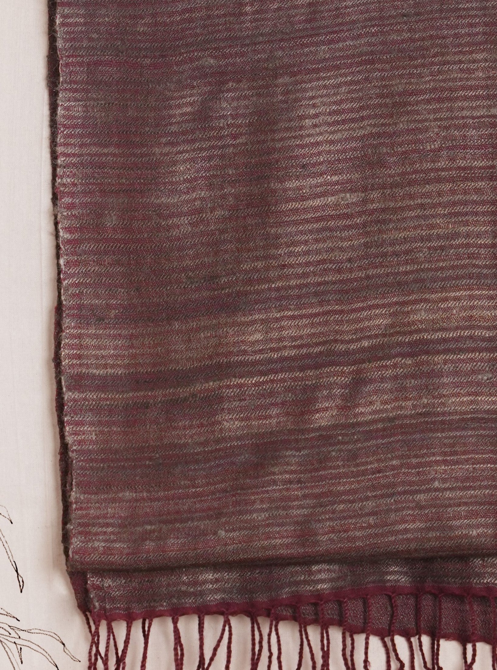 Striped Tussar Silk & Merino Wool Scarf | Maroon and Gold