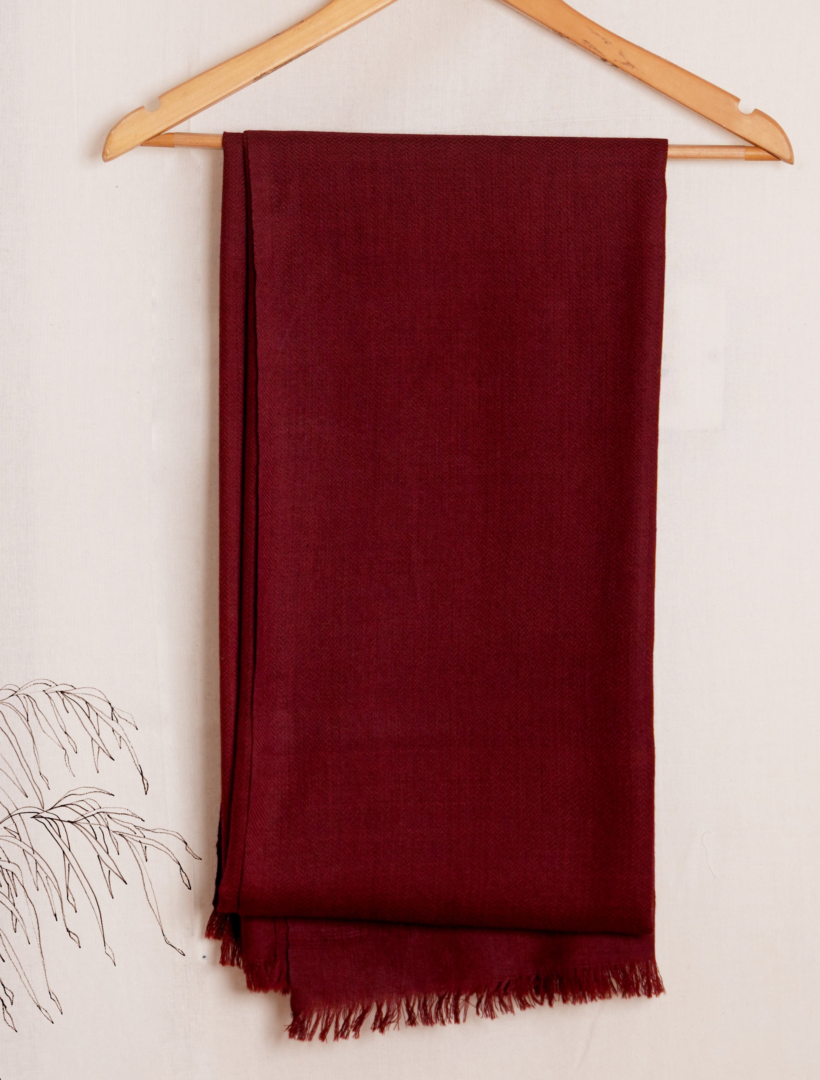 Solid Pure Merino Wool Shawl | Maroon