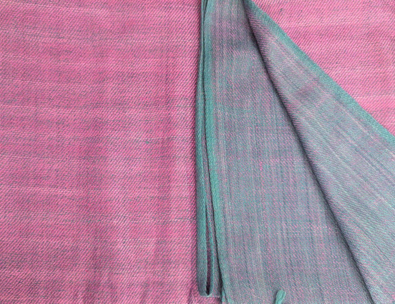 Dark Raspberry Tussar Silk & Merino Wool Stole | Solid Indigo & Pink
