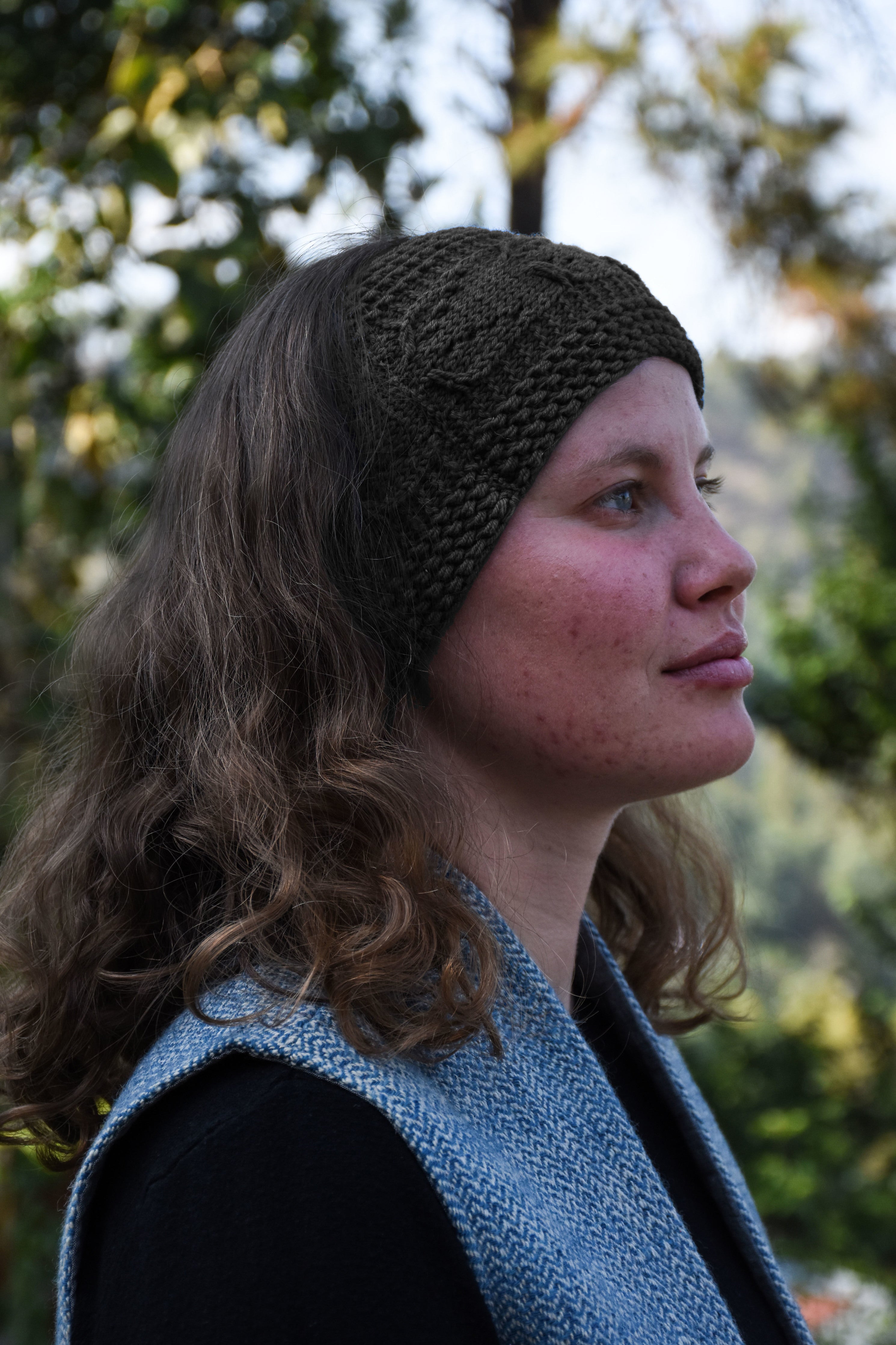 Hand-knitted Merino Wool Headband | Brown