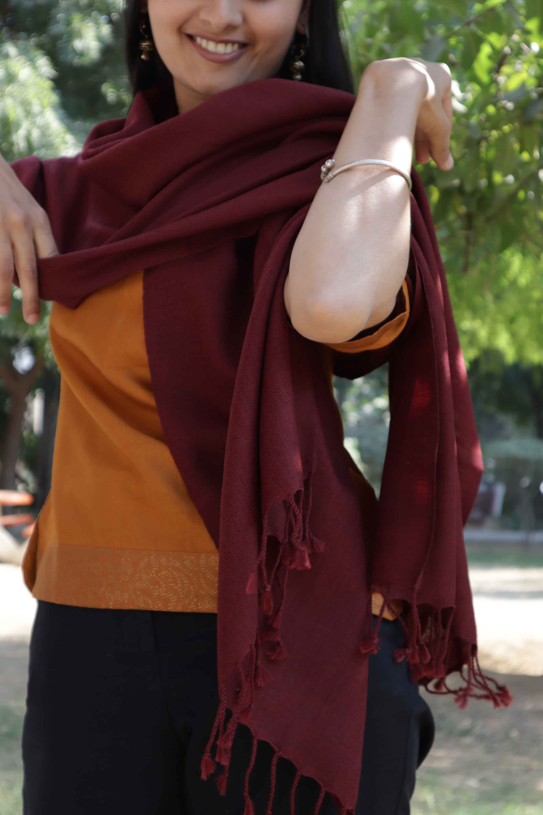 Merino Wool Stole | Maroon