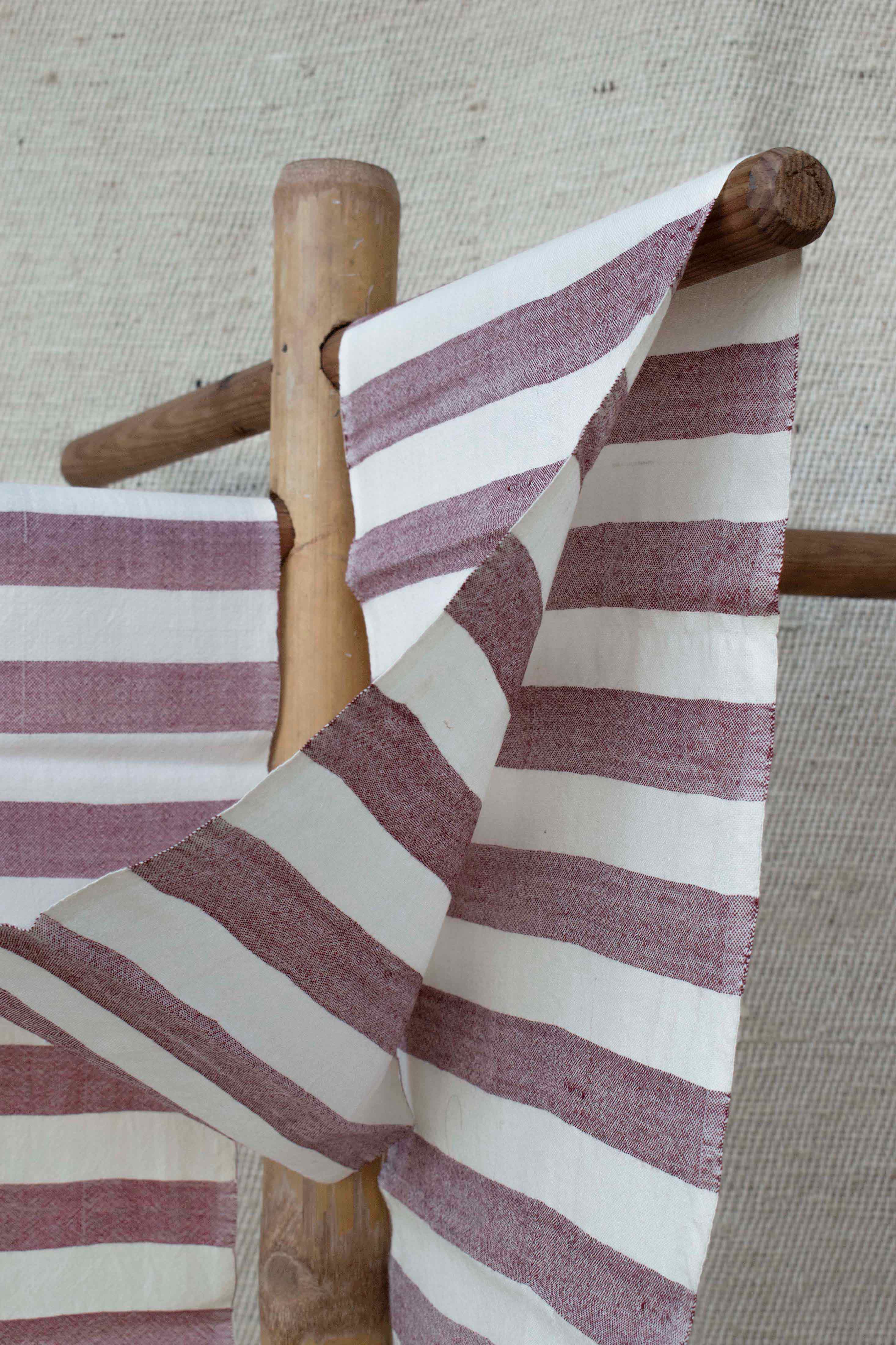 Vintage Stripes Merino Wool Scarf | Burgundy and Cream Stripes