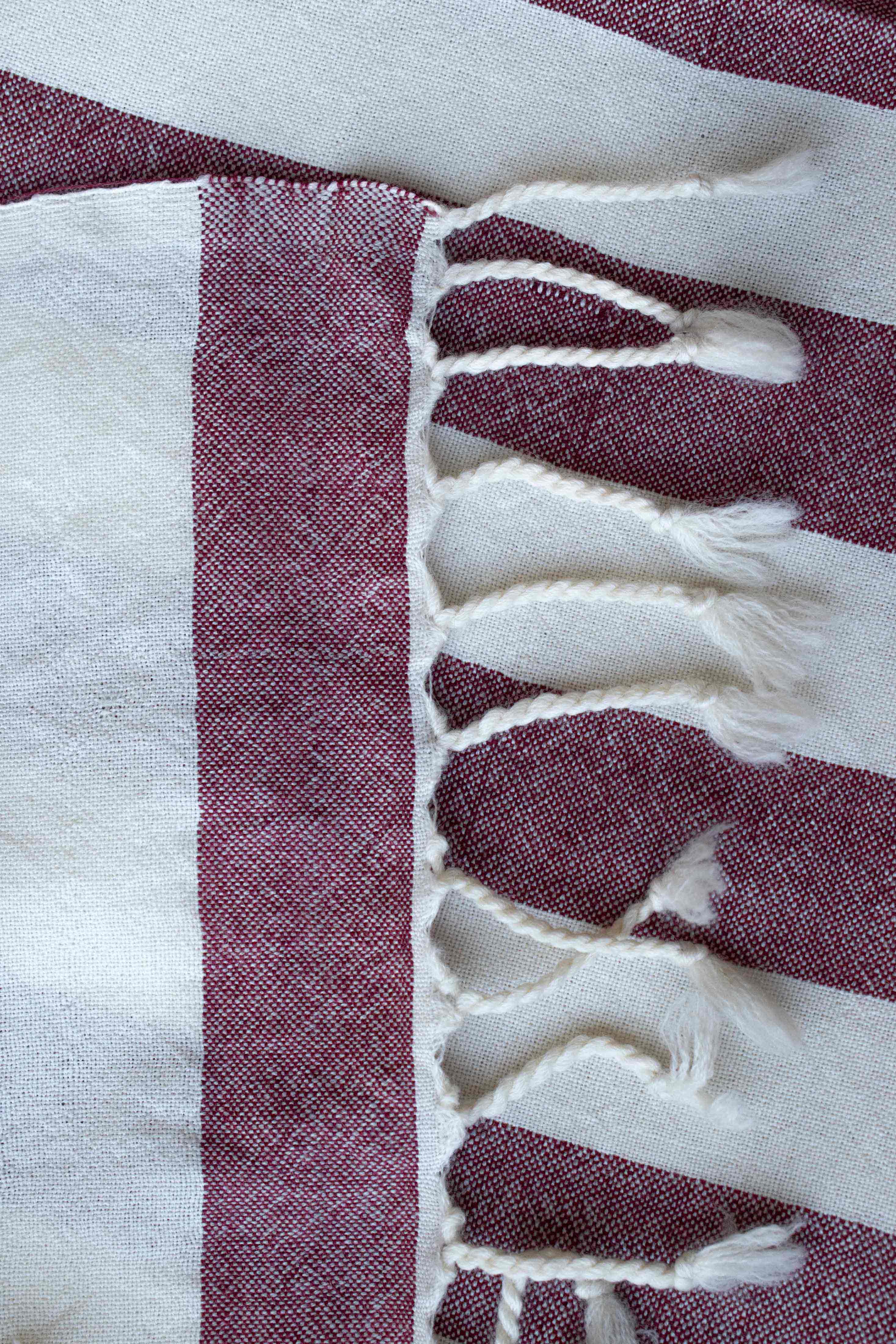 Vintage Stripes Merino Wool Scarf | Burgundy and Cream Stripes