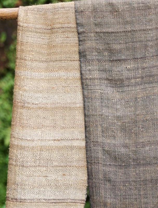Tussar Silk and Merino Wool Stole | Gold and Black