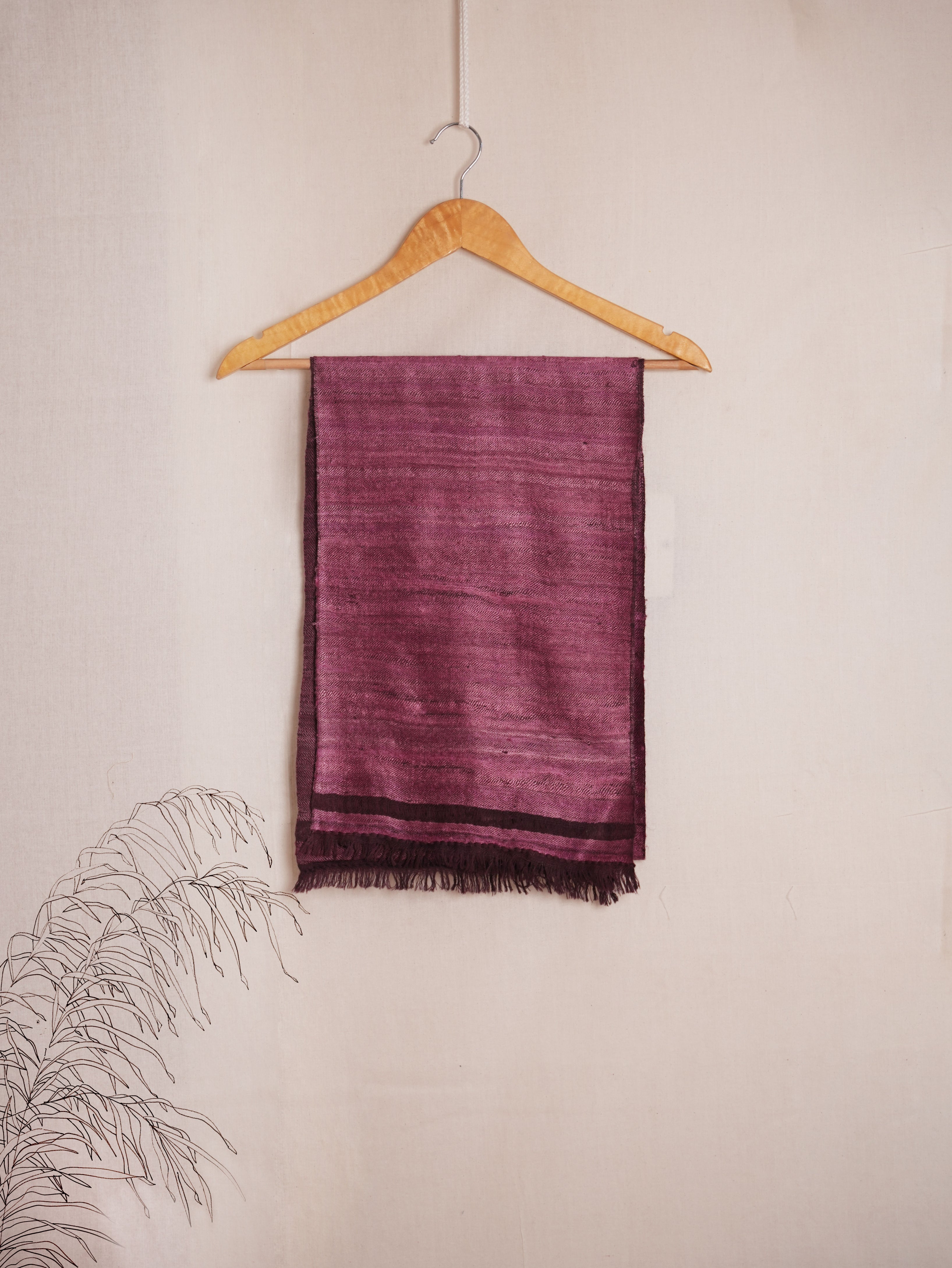 Textured Tussar Silk & Merino Wool Scarf | Rasberry Pink