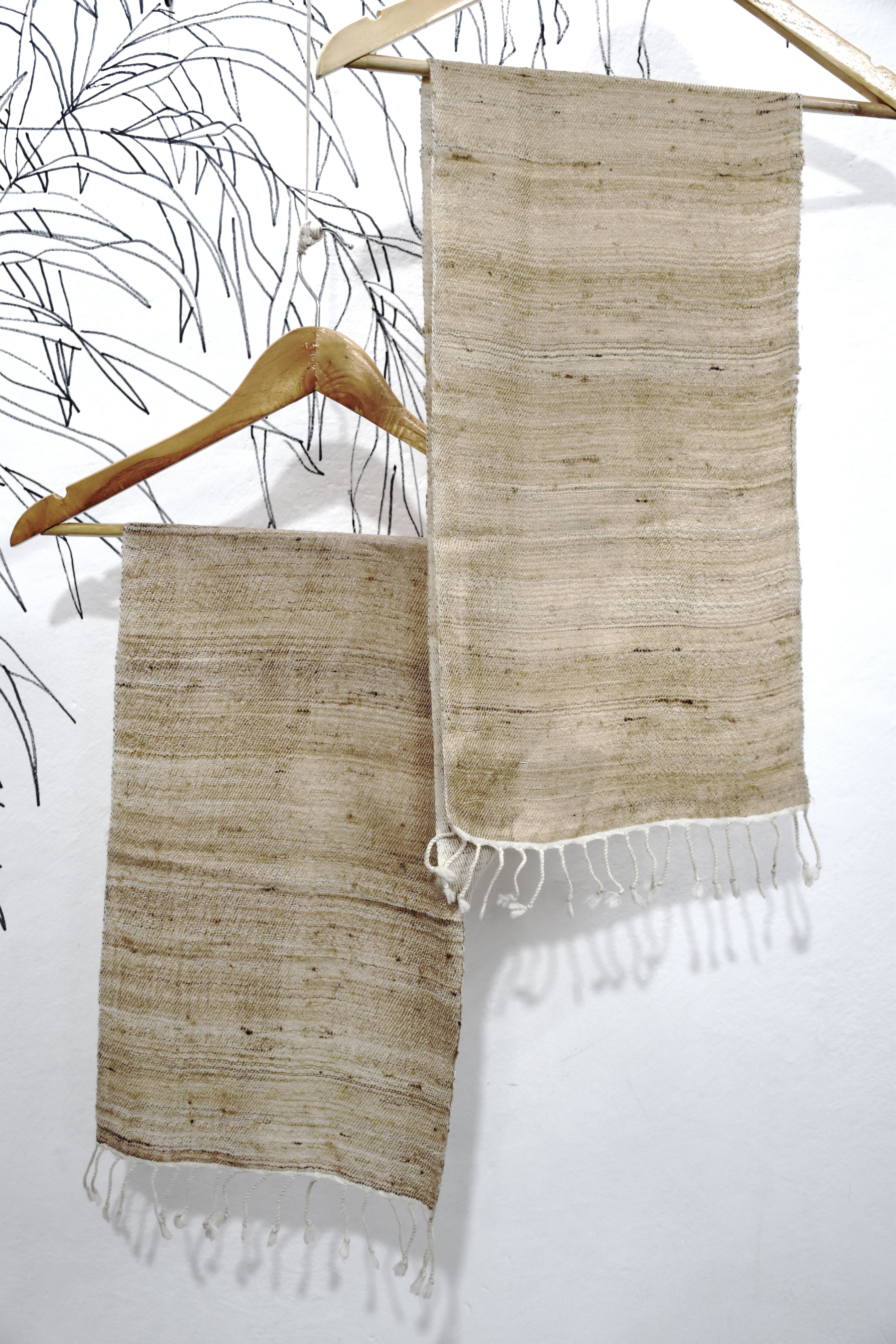 Reversible Tussar Silk & Merino Wool Scarf | Magnolia White