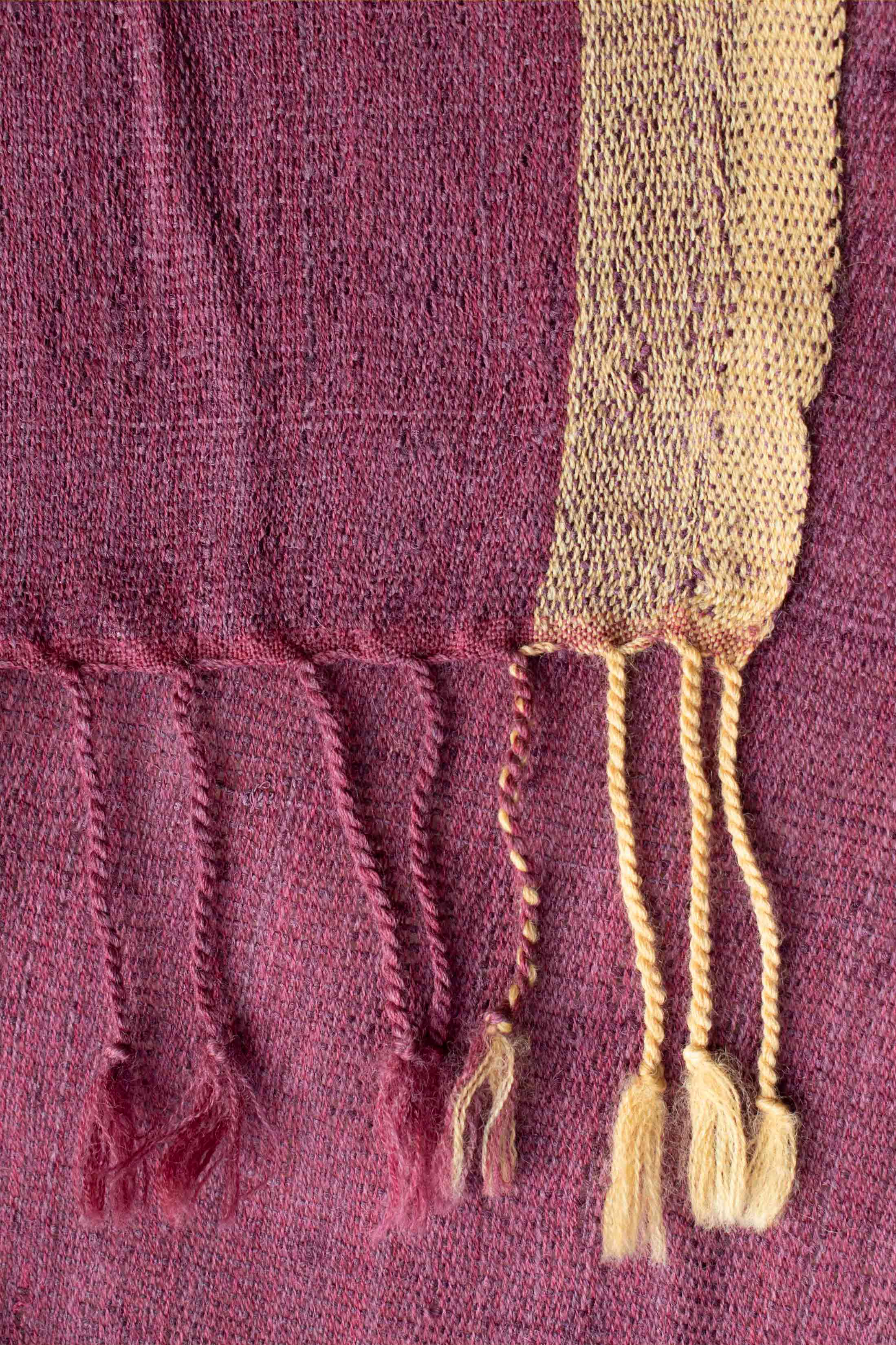 Primrose Eri Silk & Merino Wool Stole | Pink with Yellow border