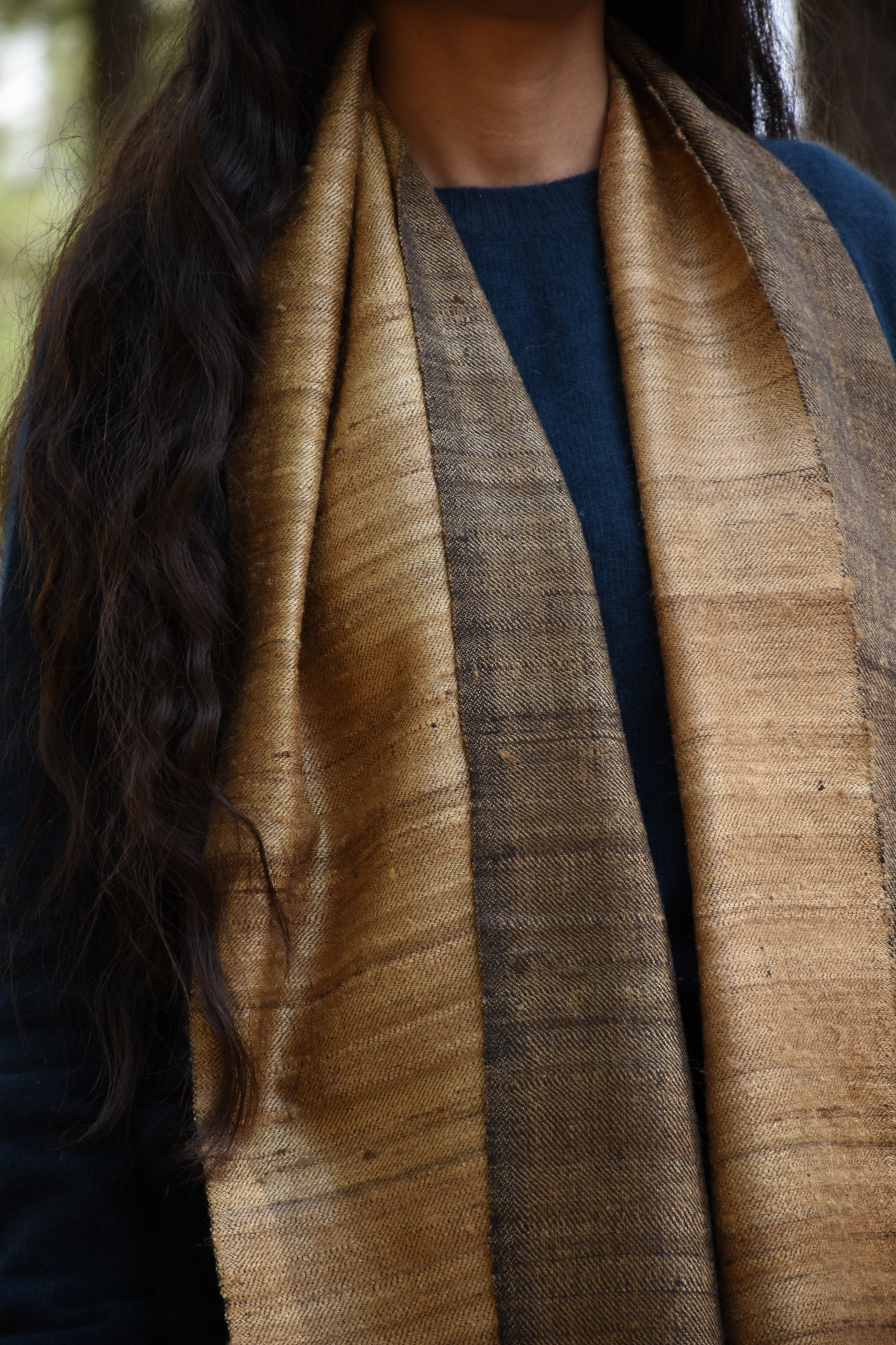 Crosswalk Silk & Wool Scarf | Black & Gold