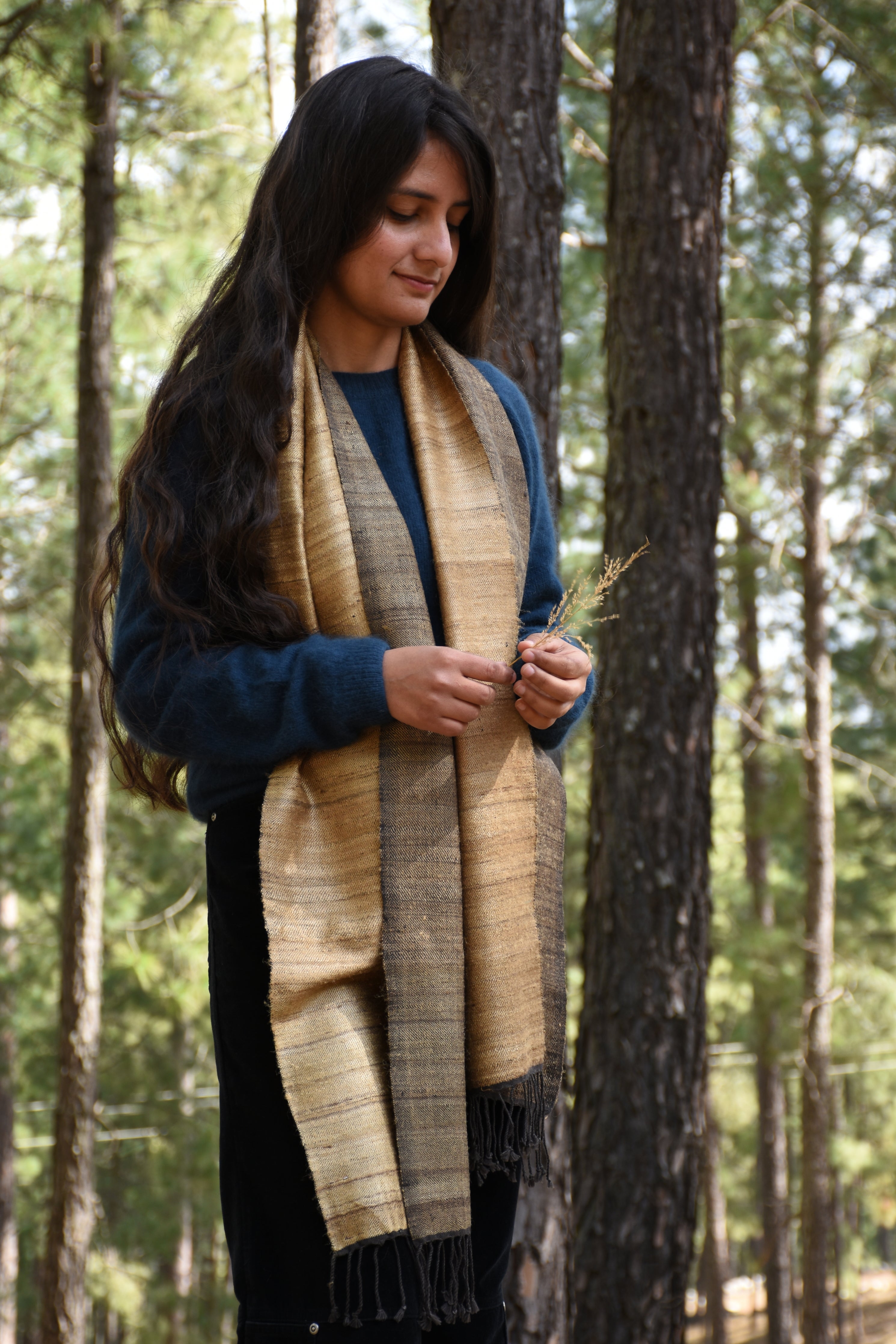 Crosswalk Silk & Wool Scarf | Black & Gold