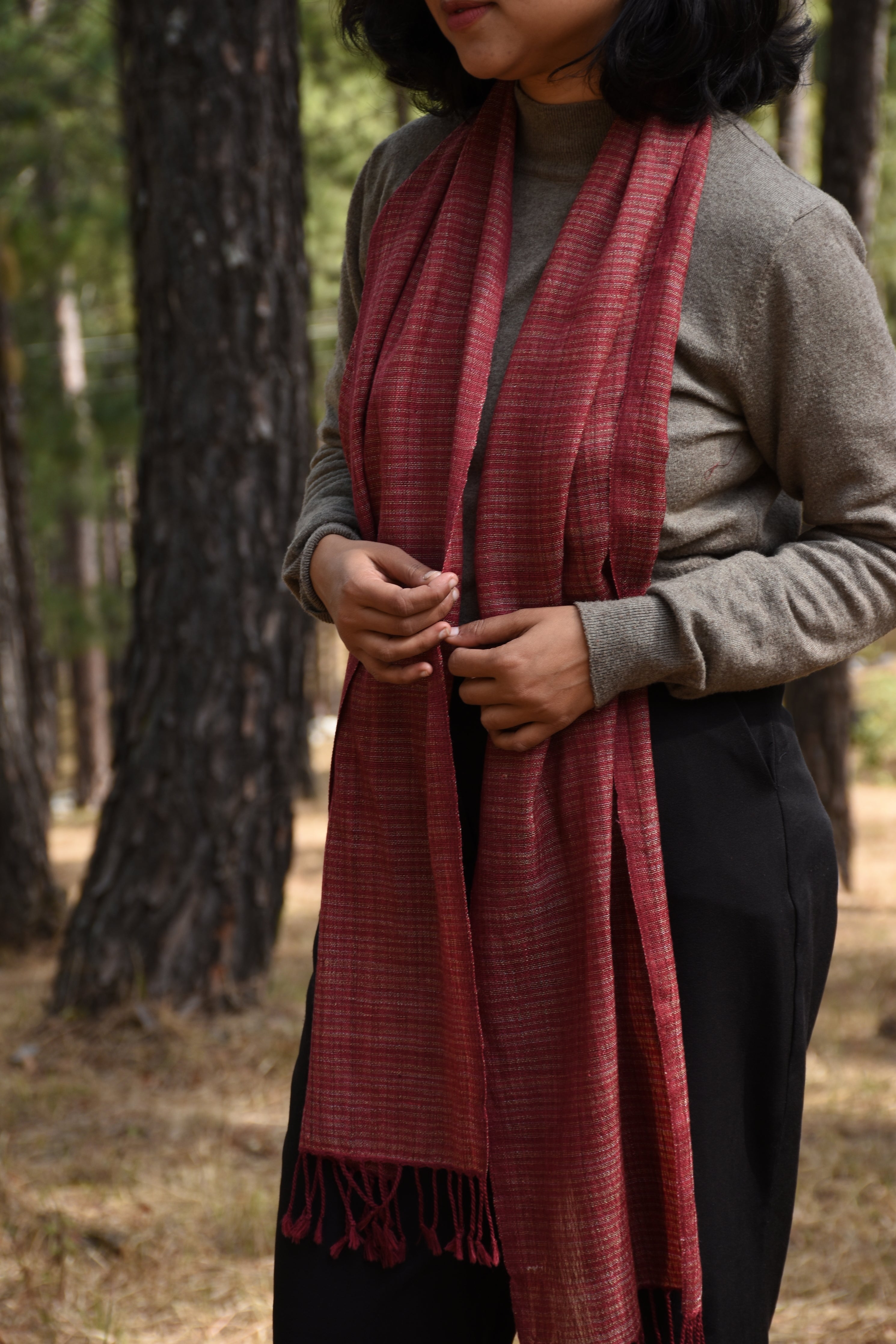 Carnival Stripes Merino Wool Scarf | Rio Red and White