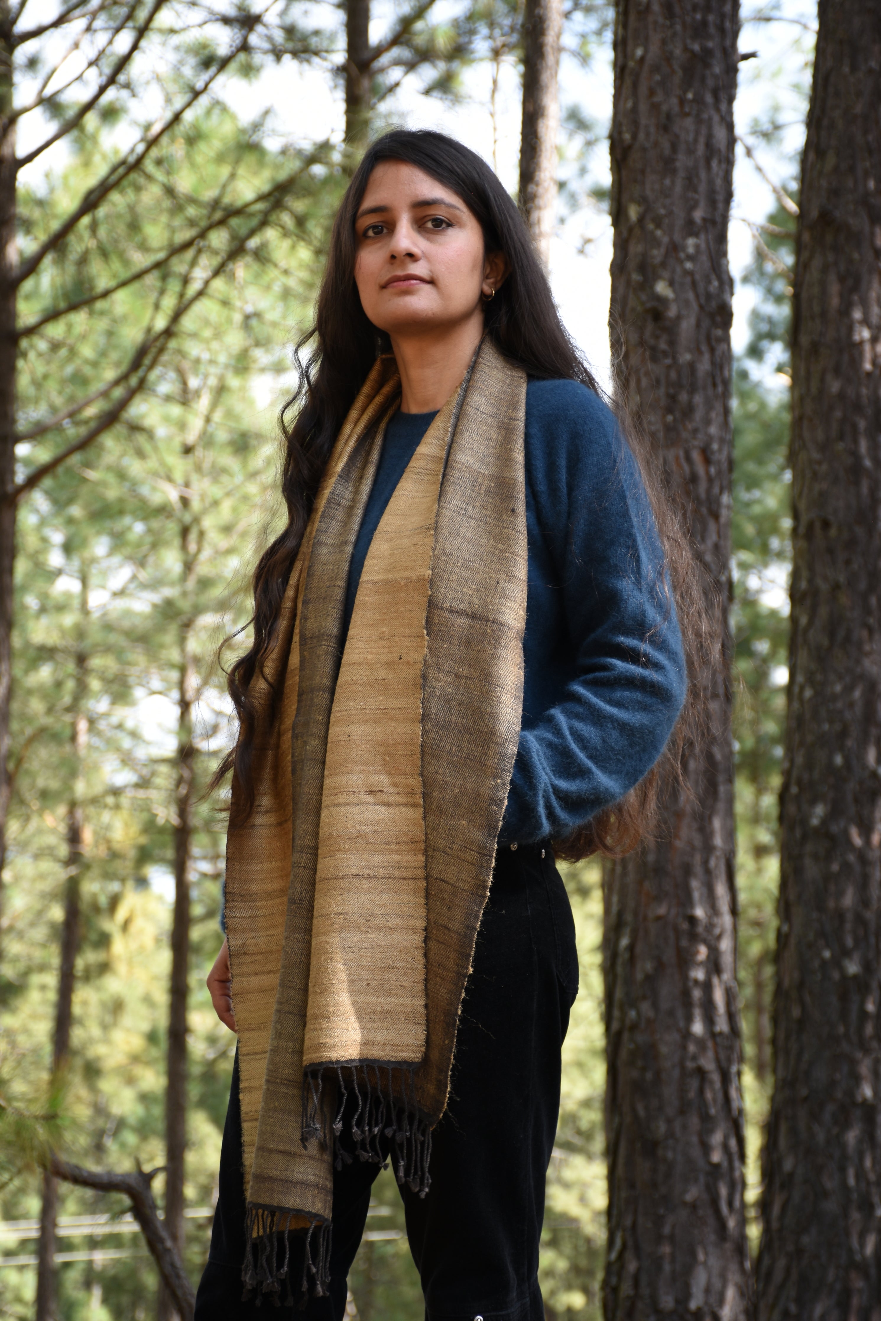 Crosswalk Silk & Wool Scarf | Black & Gold